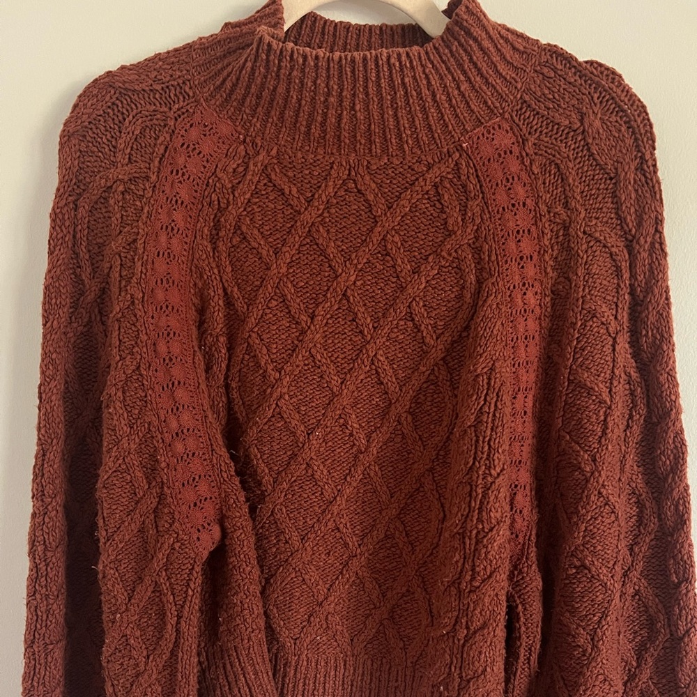 Free People Women's Cable Knit Sweater - Rust